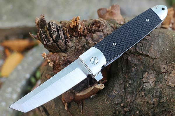 TOP QUALIDADE M6703 FLIPPER DOLTADO FACA 440C CETINO TANTO PONTO G10 Com a alça de aço, rolamento de esferas EDC Pocket Knives com caixa de varejo