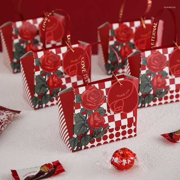 Geschenkverpackung 1pc tragbare Süßigkeitenbeutel Hochzeit Kreative Rückkehr Geschenke Box Babyparty Mini Handtasche Schokoladenverpackung Papier Party Supplies