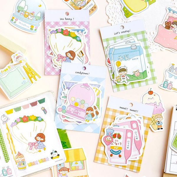 Fogli Blocco note per ragazza Kawaii Blocco note giornaliero fai-da-te Nota adesiva Escolar Papelaria Fornitura scolastica Regalo di cancelleria carino