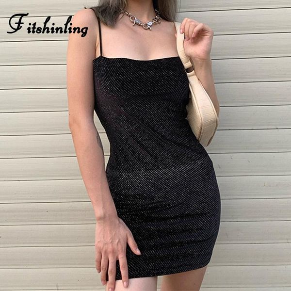 Abiti Casual Fitshinling Gotico di Velluto Scuro Mini Vestito Delle Donne Della Cinghia di Strass Sexy Aderente 2023 Sottile Nero Grunge Abiti Femme