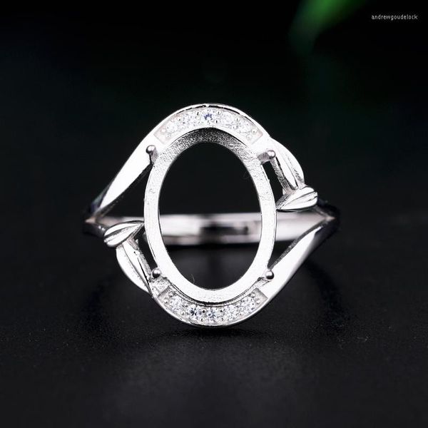 Кластерные кольца 925 Стерлинговые серебряные женщины CZ 10x14mm Овальный Кабочон Полууральный кольцо подходит для бирюзовой настройки Amber Agte Garnet