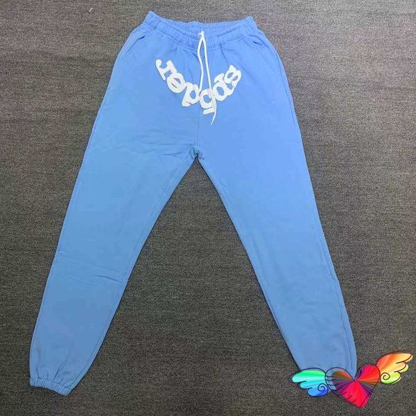 Pantaloni da uomo Hip Hop Bianco Sp5der Pantaloni Uomo Donna 1 1 Sky Blue Young Thug Spider Pantaloni World Wide Pantaloni sportivi Cotone 555555 Pantaloni FJG0