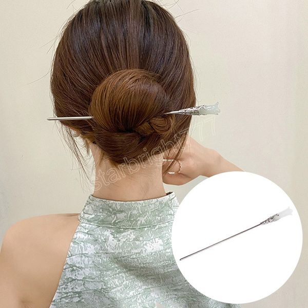 Magnolia Flor Hairpin For Women Girls Meninas Chinês Metal Sticks Hair Clip Pins Acessórios para cabelos de casamento