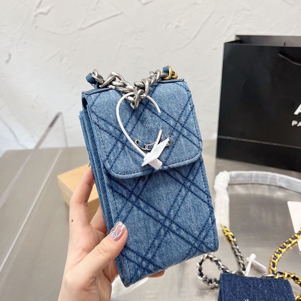 Mini Mini -Flap Phone Sold Sacors jeans da corrente Matelasse Crossbody Bolsas de ombro Shw Multi Pochette Card Titular