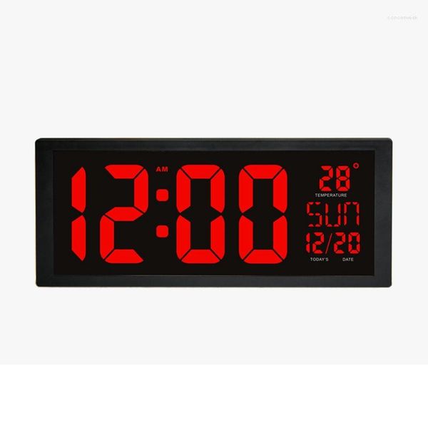 Relógios de parede grande relógio digital Data da semana exibir alarmes da tabela de memória Mesa de parede Plugue LED LED