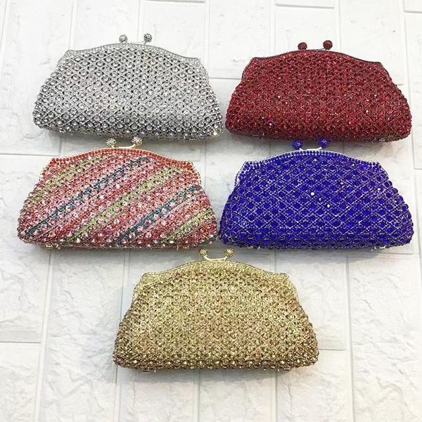 Bolsas de noite moda prata/azul/vermelho 5 cores bolsa de embreagem de luxo elegante e elegante partido bail