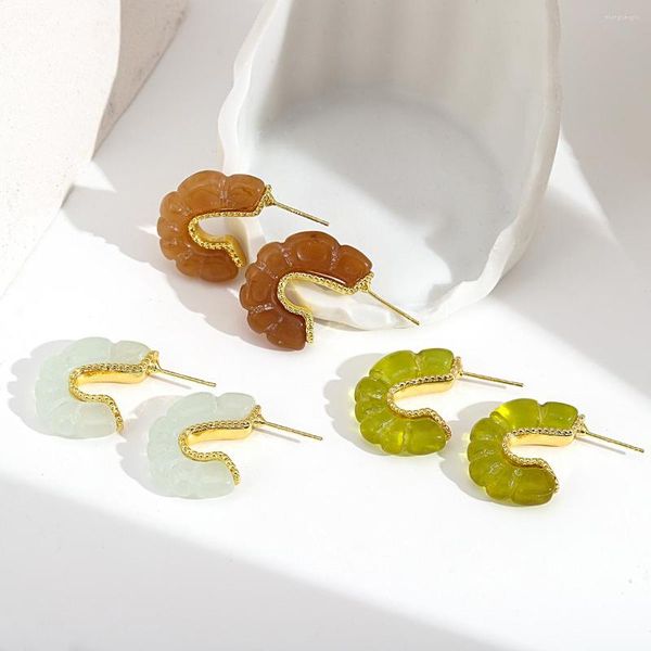 Brincos de argola Lifefontier transparente cor sólida acrílica para mulheres tendy u tipo resina de resina geométrica Declaração de jóias Presente de joias