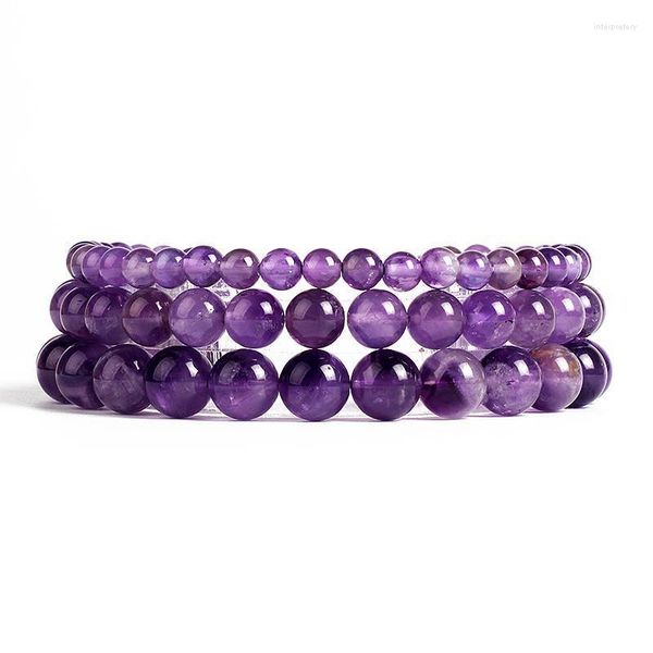 Strang Perlen Stränge Traum Amethysten Perlen Armbänder Frauen 4/6/8/10mm Naturstein Charme Yoga Meditation Reiki Energie Heilung Schmuck Geschenk