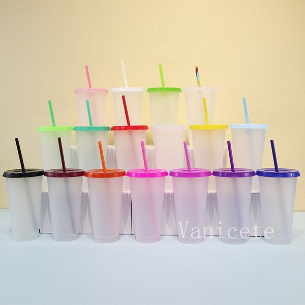 Copas de palha criativas pp copos de plástico portáteis bebidas frias de chá de leite com tampa e palha by Sea T9i002262