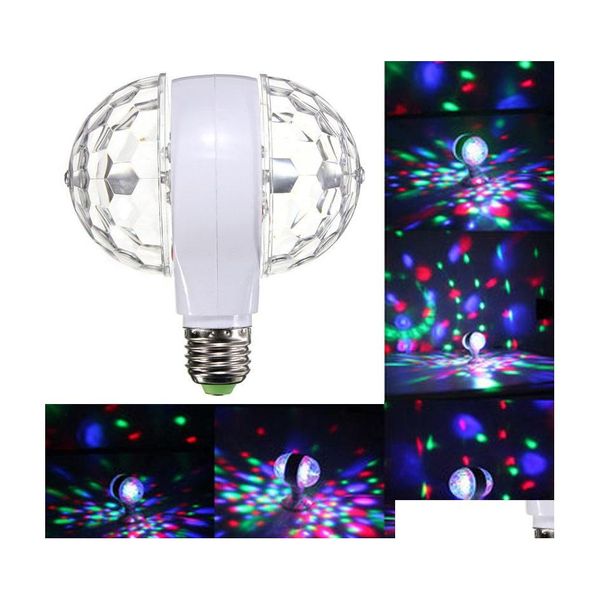 Effetti Led 6W E27 110V 220V Colorf Rotante Rgb Crystal Stage Light Magic Double Balls Dj Party Effetto Disco Bb Lampada Drop Delivery Dh2Yy