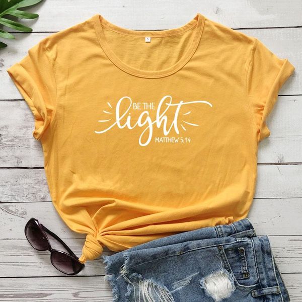 Damen-T-Shirts „Be The Light Matthew 5:14“-Slogan-T-Shirt, von Frauen inspirierte religiöse christliche Tops, T-Shirts, Sommer-Tumblr-Hipster-T-Shirt