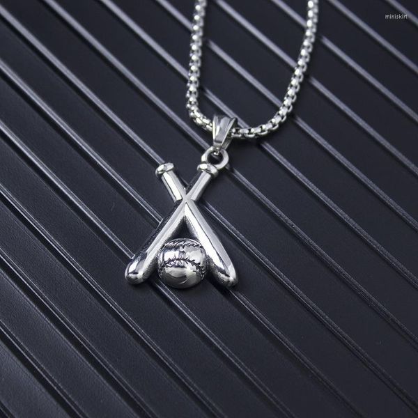 Colares pendentes Moda Moda Double Baseball Boutique Boutique Homens e mulheres Titanium Steel Aço inoxidável longa cadeia