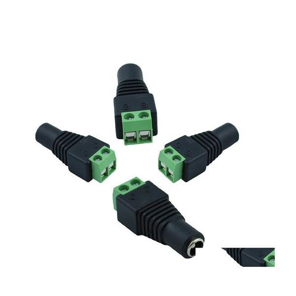 Diğer Aydınlatma Aksesuarları DC Power Dişi Jack Connector Fişleri 3528 SMD 5050 LED Şerit Işığı 5.5 x 2.1mm Damla Dağıtım Işıkları DH5CR