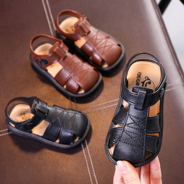 Sandalen Jungen Sandalen Weiches Leder Geschlossene Zehen Kleinkind Baby Sommerschuhe Jungen und Mädchen Kinder Strandschuhe Sport Kinder Sandalen 230316