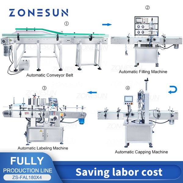 Zonesun Automática enchimento líquido Cappeding Machine de produção de máquina de produção BOMBRA INCRBBLER BOMBA ZS-FAL180X4