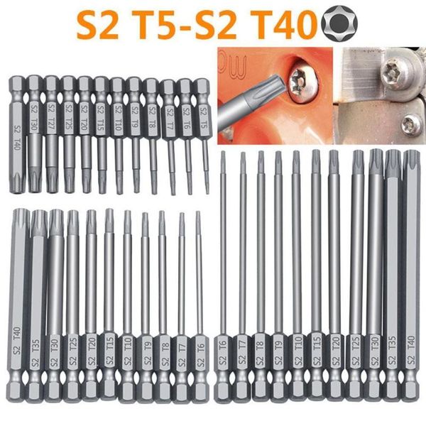 Handwerkzeuge Plum Hohlbit-Sicherheitsset, manipulationssicherer Schraubendreher, Bohrer, Schraubendreher-Bits, Torx-Flachkopf, Sechskant, S2-Stahl