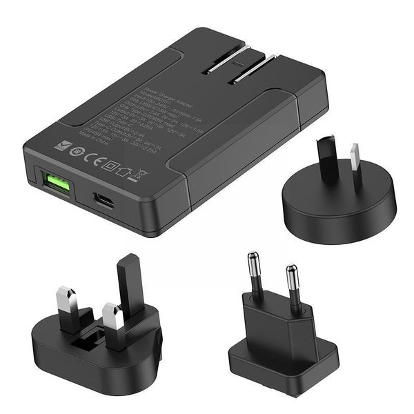 Budi 65W Dual Fast Wall Charger PD 3.0 USB C UK US EU EU AU Складная плавка адаптер с 18 Вт USB Arout Pround Faster для Iphon A3L3