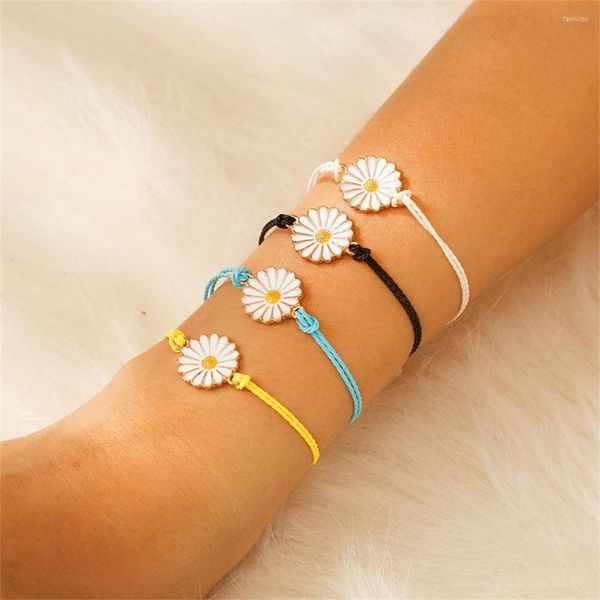 Charm Bracelets Fashion Boho Sonnenblume für Frauen Multicolor Daisy Reis Perlen geflochten