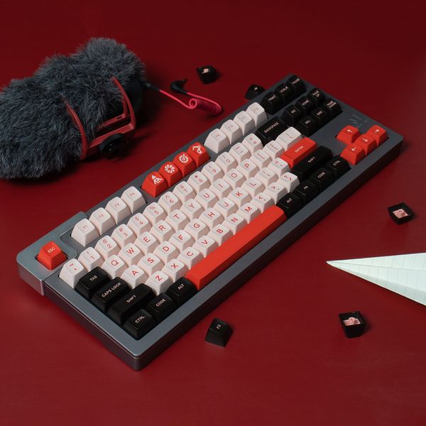 Teclados gmk flamin vermelho preto 172 keys sa perfil tiro duplo keycap inglesa personalidade personalizada capas para teclados mecânicos