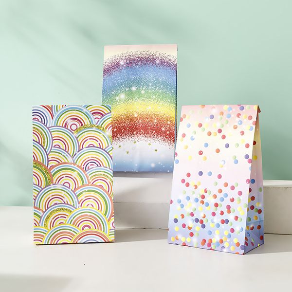 Confezione regalo 20 pezzi Sacchetti di carta kraft bianchi a pois arcobaleno per confezioni regalo Regali per feste fai-da-te Regali per la conservazione degli alimenti Accessori 230316