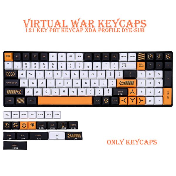 Teclados Guerra Virtual 121 key xda perfil pbt keycap corante-sub inglês personalizado personalizado capas de chave para o teclado mecânico Anne Pro 2