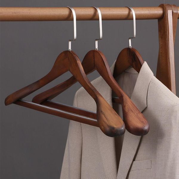 Cabides racks cabide de madeira largo ombro de calças sem deslizamento roupas de traje de barra de roupas de guarda