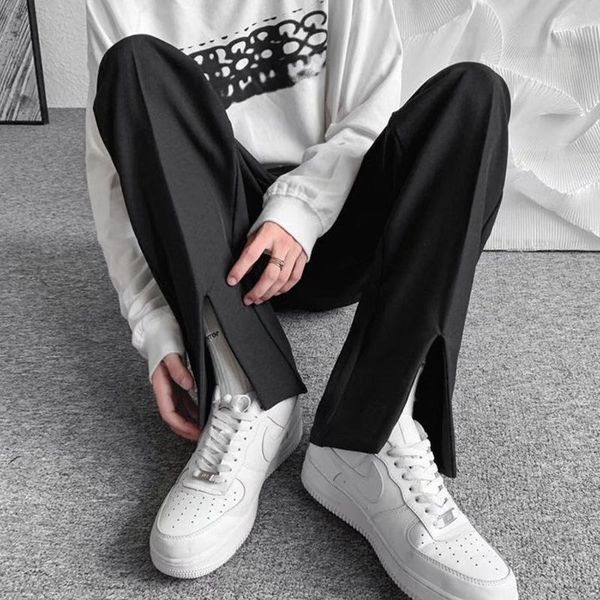 Herrenhosen Streetwear Fashion Männer Hosen Split Schwarz Harajuku Übergroße Casual Hosen Koreanische Büro tragen Anzug Hosen Männliche Blazer Hosen 230316