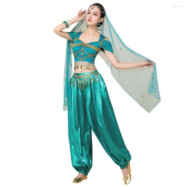 Vestir feminino adulto fêmea dança de dança adulta adultos dançando mulher Bollywood Performance Pano Conjunto de roupas artesanais Mulheres Índia roupas
