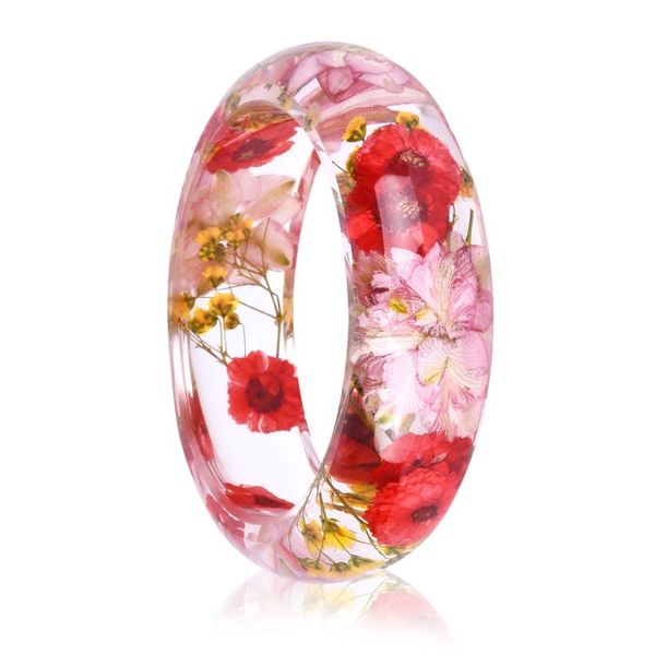 Braccialetto in resina di fiori secchi braccialetto vero all'interno di gioielli regali per donne e amici braccialetto