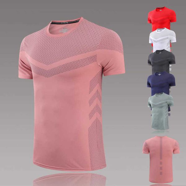Camiseta masculina nova camisa esportiva de mangas curtas masculina, impressão personalizada em execução fitness terno de outono treinamento