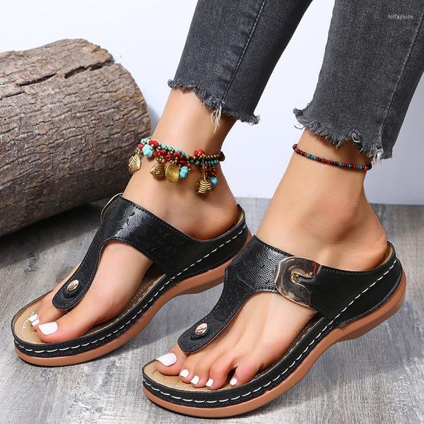 Sandalen Sommer flache Sandale für Frauen Farben Sandales mehrfarbige Retro-Blumen Flip-Flops Schuhe