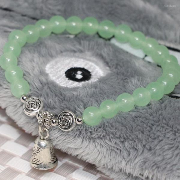 Strang Fabrik Preis Exquisite 6mm Hellgrün Natürliche Jade Stein Chalcedon Runde Perlen Armband Frauen Schmuck 7,5 zoll B1936