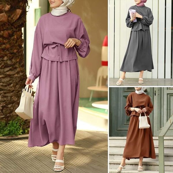 Casual Kleider Die Für Frauen Frau Kleid Zwei Stück Set Rundhalsausschnitt Frühling Und Herbst Drei Farben Vestidos Elegantes para Mujer