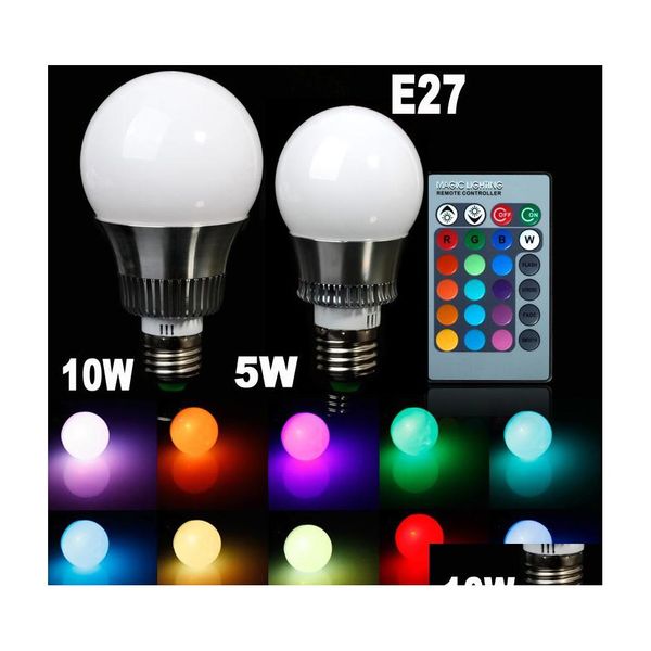 Светодиодные лампочки 5W 10W E27 Light RGB BB 900 LUMEN CHOLURE COLURE E14 Globe Spot Lamp Romote Controller Рождественские подарки Drop Holding Lights Dhlpy