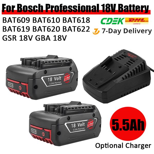 BAT609 BAT610 BAT618 BAT619 18V 5500mAh Lítio de lítio Substituição de bateria de íons de lítio para Bosch 18V Bateria de broca profissional GBA 18V GSR 18V