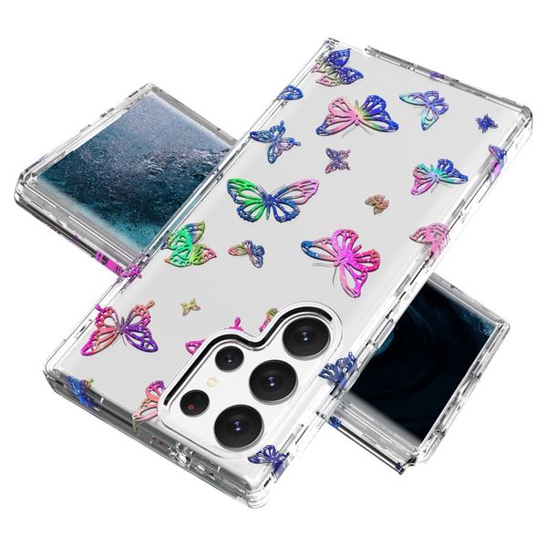 Flor Butterfly Star Design Case Slim brilhante TPU TPU Tampa de proteção à prova de choque Capas elegantes capas para Samsung Galaxy S23 Ultra 5G 6,8 