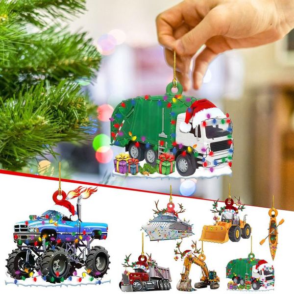 Decorações de Natal 2023 Ornamentos de carros Decoração pendurada Produto de presente personalizado Family Navidad Party Decor Ornament