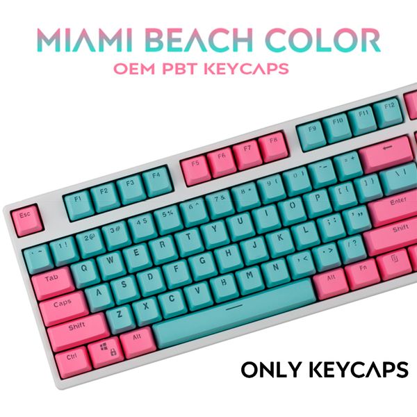 Klavyeler Miami Beach Renk 104/87 Tuşlar Çift Çekim PBT KEYKAP BACKIGHT İngilizce Özel Kişilik Mekanik Klavye için