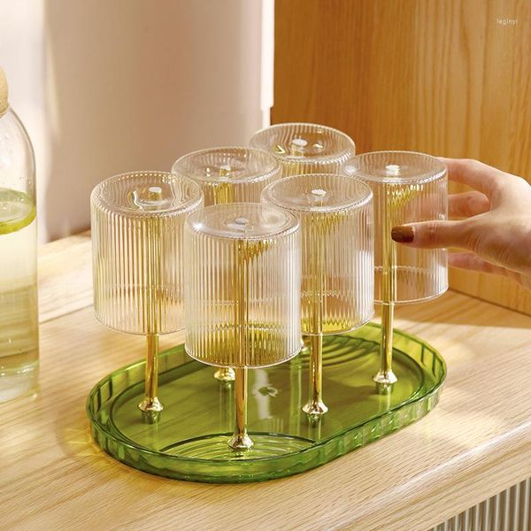 Ganci Light Luxury Household Desk Cup Storage Rack Drain Holder con vassoio Soggiorno e cucina