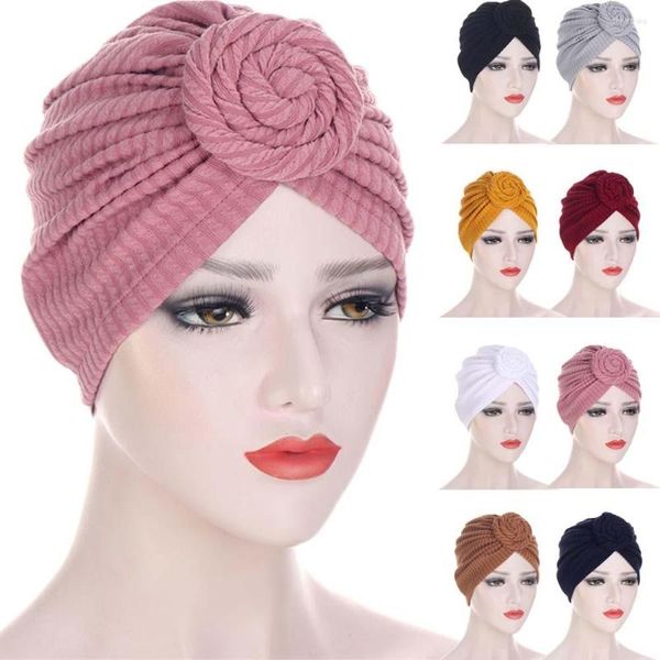 Abbigliamento etnico Turbante Donna Musulmano Hijab Cappello Stretch Chemio Cap Knot Beanie Bonnet Perdita di capelli Copricapo Sciarpa Avvolgere Cancro islamico