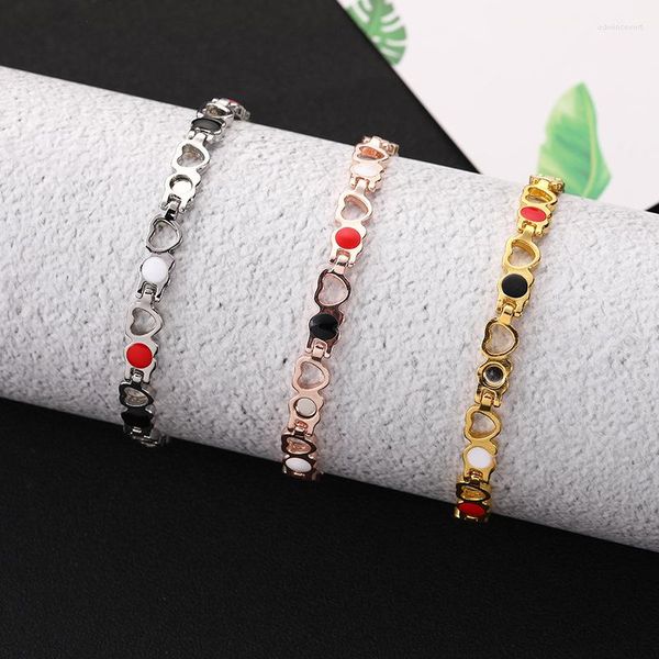 Charme pulseiras amor coração oco pulseira magnética para mulheres saúde energia pulseiras casal ímãs pulseira jóias accessary