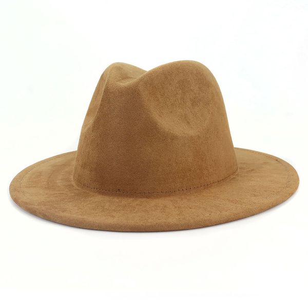 Camurça Fedora Chapéus para Mulheres Luxo Cor Solid Solid Party Igreja Tops Capitão Homem Men Brim Panamá Senti Cap Sombreros de Mujer