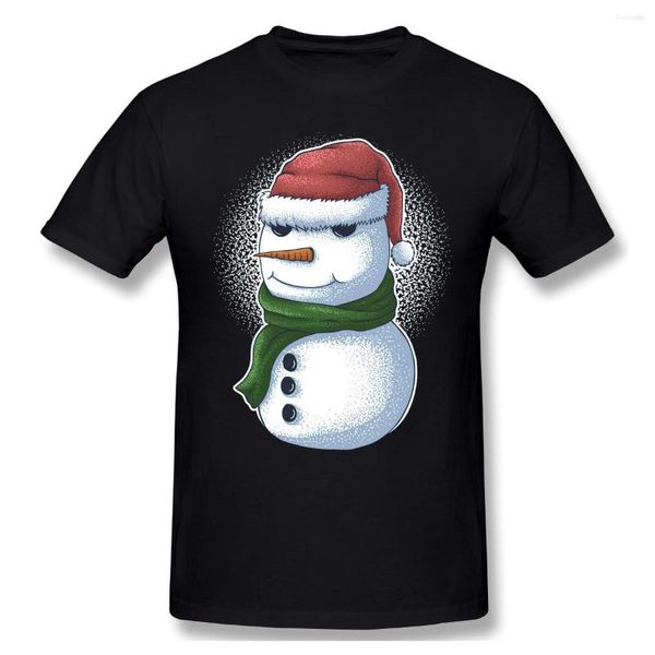Camisetas masculinas boneco de neve vestindo um chapéu de Papai Noel para presente de Natal Cartoon Graphic Cool Manga Short T-shirt Top
