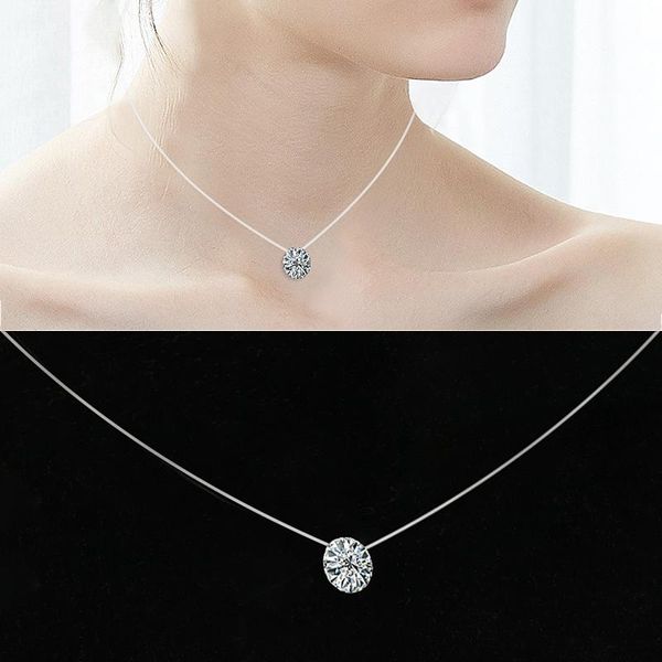 Anhänger Halskette Einfache transparente dünne Linien Strass Tattoo Choker Halskette für Frauen Charme Modekragen Bijoux Schmuck Schmuck