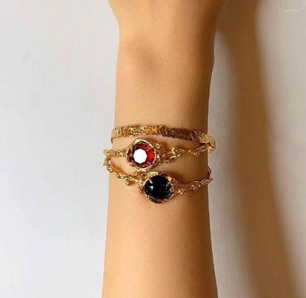 Armreif Fee Französisch unregelmäßiger Baum Zweig Edelstein Glas Kristall Armband für Frauen Sommer Romantik Vintage Manschette