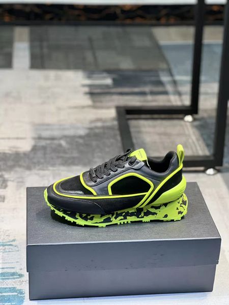 Tasarımcı Erkekler Yarışçı Düşük Top Sneakers Ayakkabıları Süet Naylon Örgü Açık Eğitmenler Dikişli Logo-Dökümlü Kaykay Yürüyüş EU38-46 Kutu