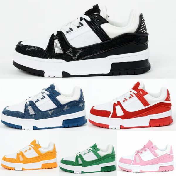 Sapatos infantis Casual meninos Treinadores de meninos infantis jovens esportes virgil tênis infantil couro abloh sapato de luxo amarelo branco azul azul preto renda no ar livre tênis u3i8#