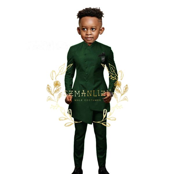 Terno verde escuro para crianças trajes de casamento Blazer de desgaste formal Festa de aniversário de menino de menino de 2 peças calça de jaqueta