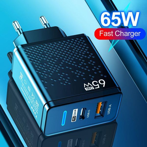 65W GAN Charger USB C Зарядное устройство Quick Charge3.0 PD Тип C Адаптер телефона для iPhone 14 iPad Huawei Xiaomi Samsung Fast Wall CH S9Z2