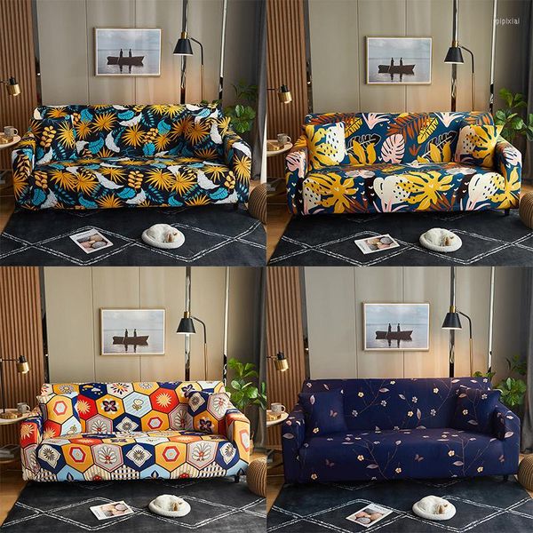 Yatak Setleri Bitki Yaprağı/Çiçek Baskı Kanepe Kapak Oturma Odası Elastik Kanepe Sandalyesi Havlusu için Slipcover Streç kapakları 1-4-Seater